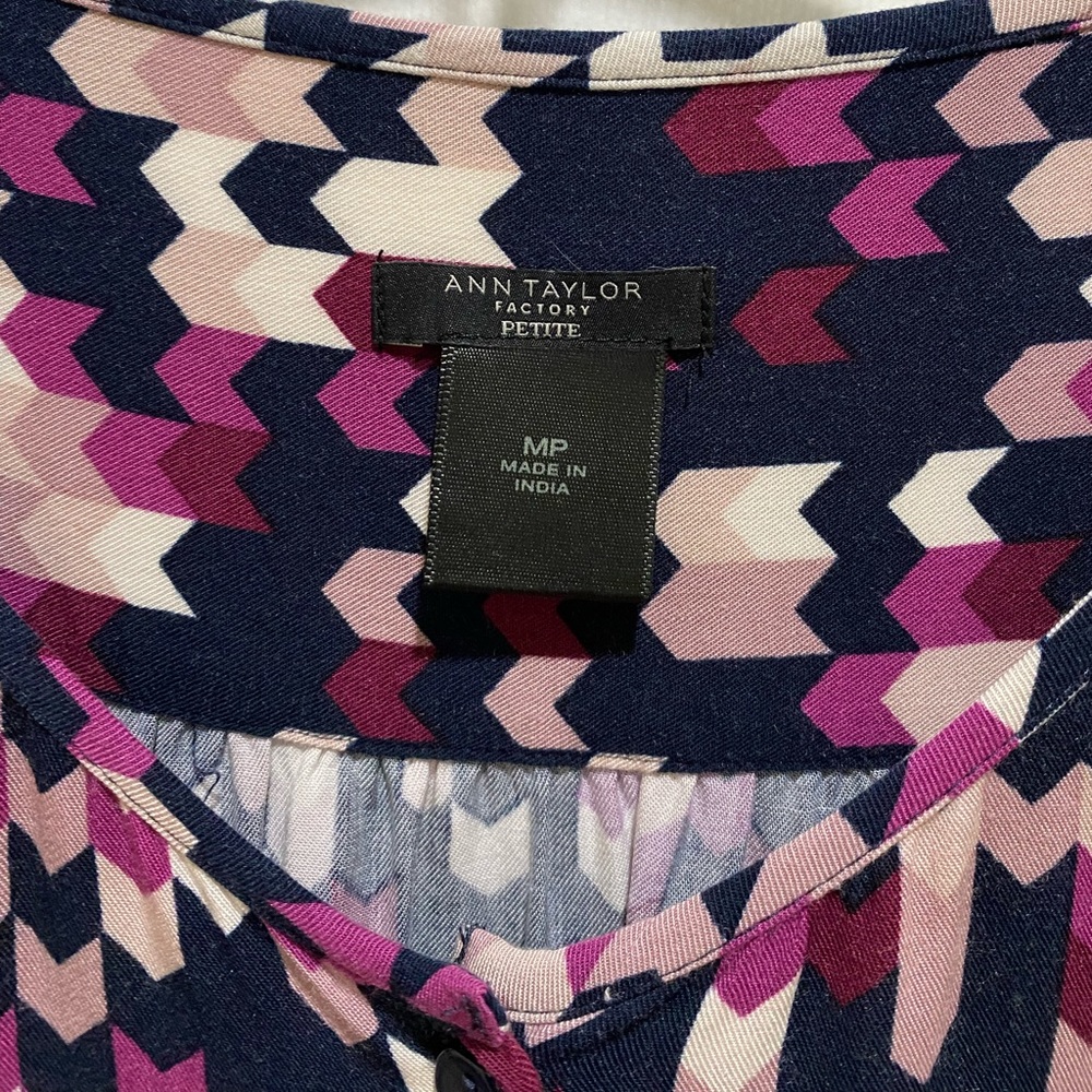 Ann Taylor Factory MP Navy Multi Print Shirt Dress